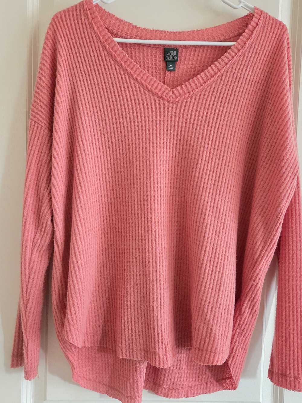 NWOT Wild Fable Faded Rose Coral Waffle Knit V-Neck Top XS